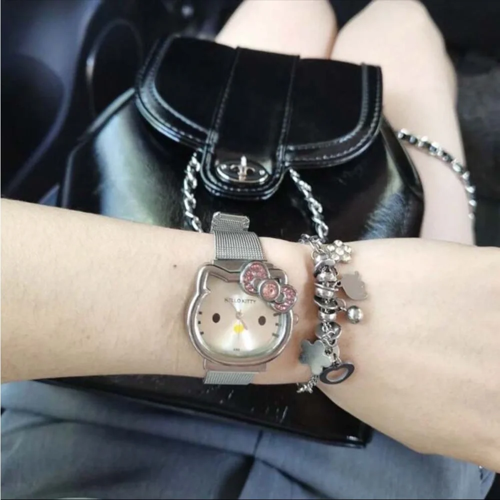 Silver Rhinestone Hello Kitty Watch